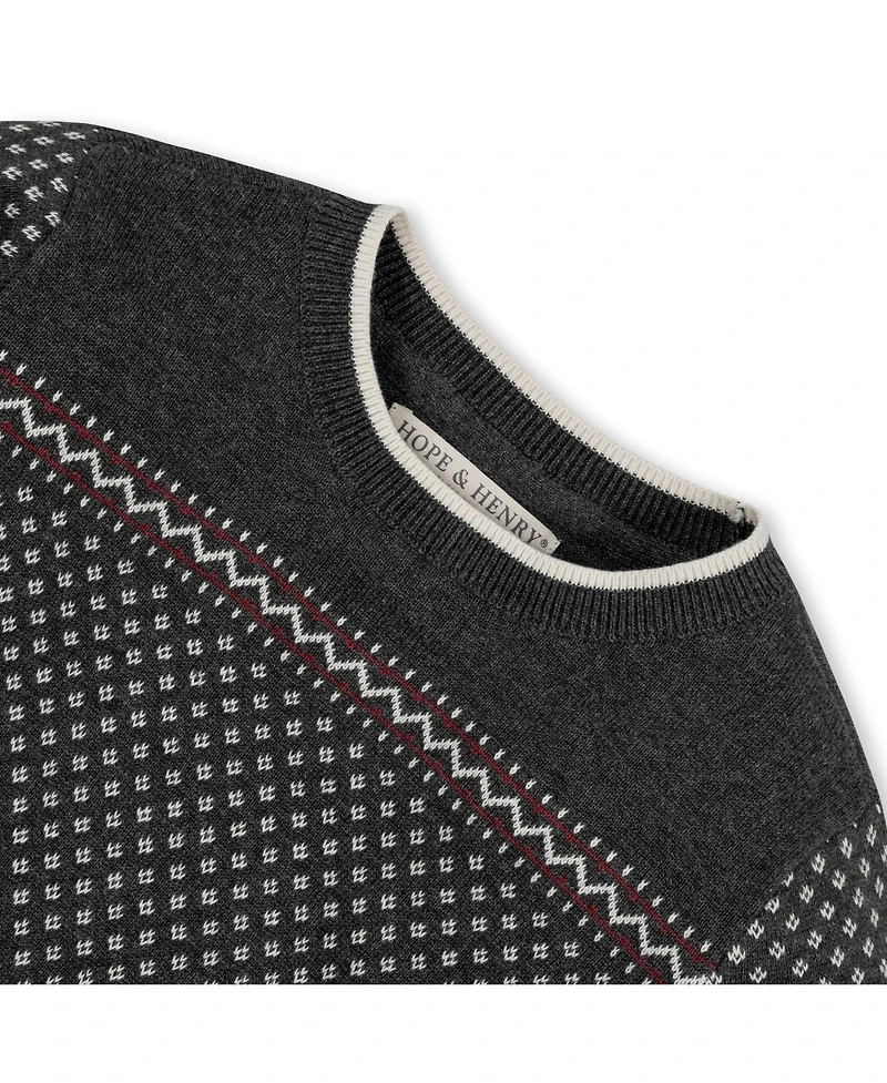 Hope & Henry Baby Boys Long Sleeve Intarsia Crew Neck Pullover Sweater