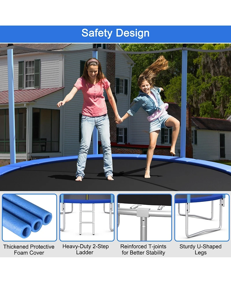Gymax 14FT Jumping Exercise Recreational Bounce Trampoline for Kids W/Safety Enclosure