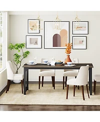 Tribesigns Rectangular Dinner Table with Heavy Duty Metal Legs,Industrial Kitchen for 6-8 Person