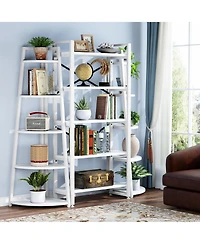 Tribesigns 5 Tier Industrial Corner Bookshelf Bookcase,70 inch Tall Shelf,Industrial Ladder Shelf Plant Stand