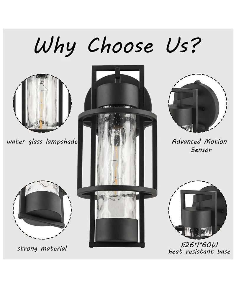 Flynama 1-Light Dusk to Dawn Outdoor Hardwired Wall Lantern Sconce with No Bulbs Included