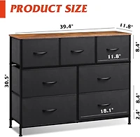 Wlive Dresser Tv Stand Entertainment Center with Fabric Drawers Media Console Table Metal Frame and Wood Top for up to 45 inch Chest of Drawer