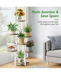 Tribesigns Wooden Corner Plant Pots Holder Rack Flower Stand Shelf Planter Organizer,7 Tier Indoor