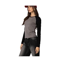 Edikted Womens Tommi Raglan Long Sleeve T Shirt