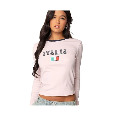 Edikted Womens Italy Long Sleeve T Shirt
