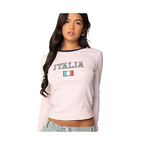 Edikted Womens Italy Long Sleeve T Shirt