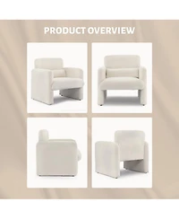 Modern Accent Chair, Chenille Upholstered Single Sofa Chair with Arms and Waist Pillow, Comfy Reading Armchair for Bedroom, Living Room, Office, or Ap