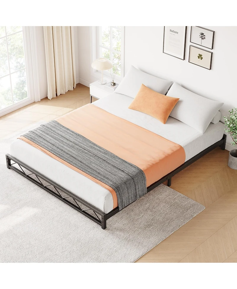 gaomon Full Size Bed Frame, Metal Low Platform Bed Frame, with Wavy Pattern