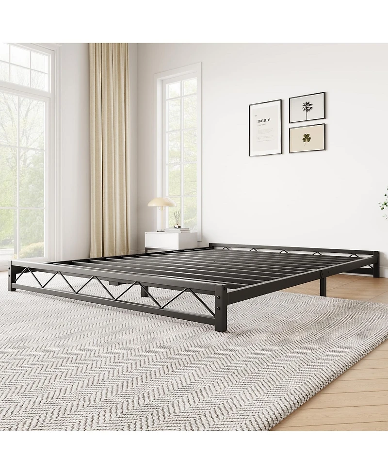 gaomon Queen Size Bed Frame, Metal Low Platform Bed Frame, with Wavy Pattern, Metal Slat Support