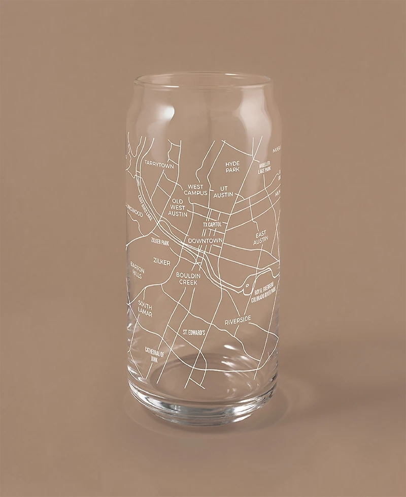 Narbo The Can Austin Map Everyday Glassware, Set of 2