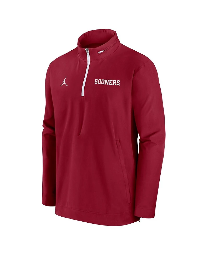 Jordan Men's Crimson Oklahoma Sooners Sideline Coaches Quarter-Zip Jacket