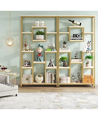 Tribesigns 71” Tall Bookshelf with Metal Frame and Open Display Shelf,Bookcases and Bookshelves