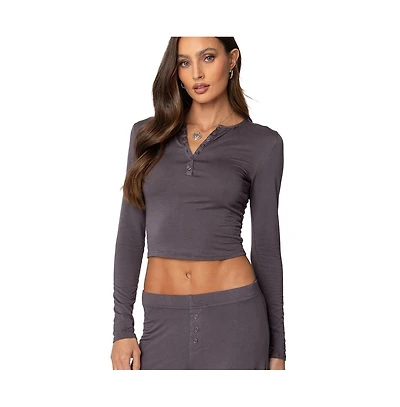 Edikted Womens Kait Henley Top