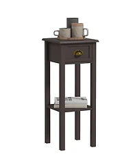 Homcom 2-Tier Side Table with Drawer Shelf for Living Room, Light