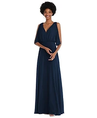 After Six Plus V-Neck Split Sleeve Blouson Bodice Maxi Dress