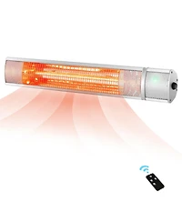 Gymax 1500W Electric Patio Heater Wall-Mounted Infrared Heater w/Remote Control Silver