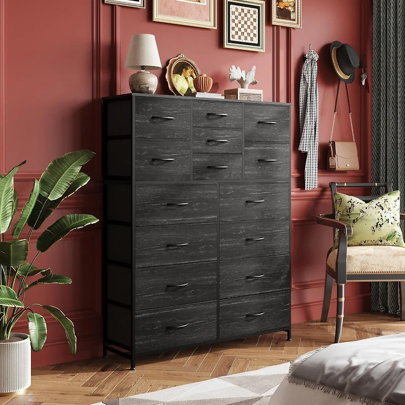 Wlive Tall Dresser for Bedroom Furniture Fabric Dressers Storage Tower with 15 Deep Drawers Closet Hallway Entryway Office w