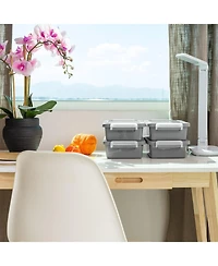 Iris Usa 2.7 Qt. Plastic Storage Bins with Lids, Secure Latch, Gray 4Pk