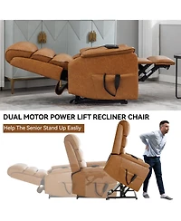 Streamdale Brown Power Lift Recliner with Heat Massage (350 lb)