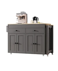 Streamdale 74.5" Kitchen Island with Extendable Table and Spice Rack