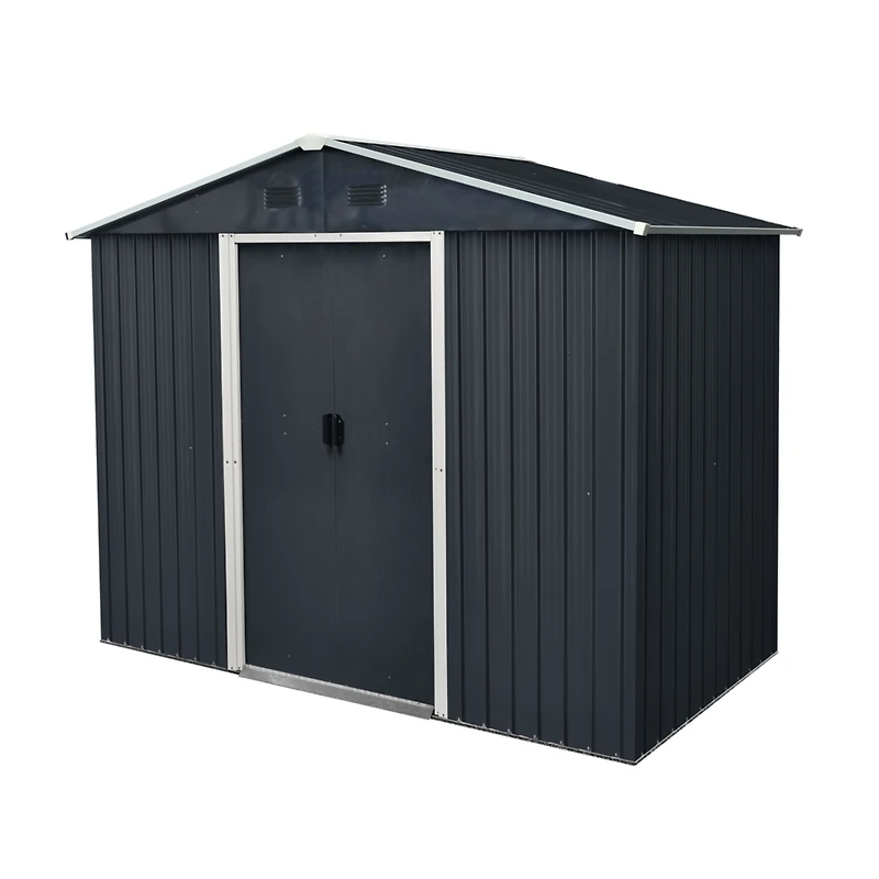 Streamdale 8ft x 4ft Metal Storage Shed with Sliding Door (Black/White)