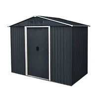 Streamdale 8ft x 4ft Metal Storage Shed with Sliding Door (Black/White)