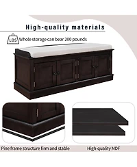 Multi-Use Storage Bench – 4-Door Organizer Cabinet with Shelves for Hallway, Bedroom, or Mudroom