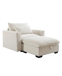 Streamdale Furniture Beige Corduroy Sofa Couch, Modular Couch with Storage Ottoman, Couch Deep Seat Couches for Modern Living Room/Apartment/Office