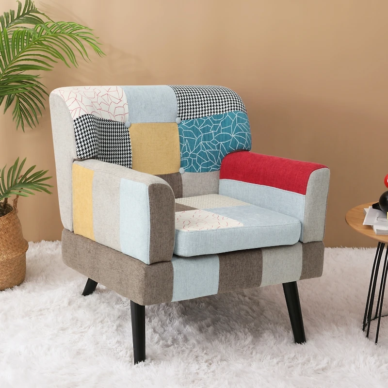 Streamdale Modern Patchwork Accent Chair for Comfort and Style