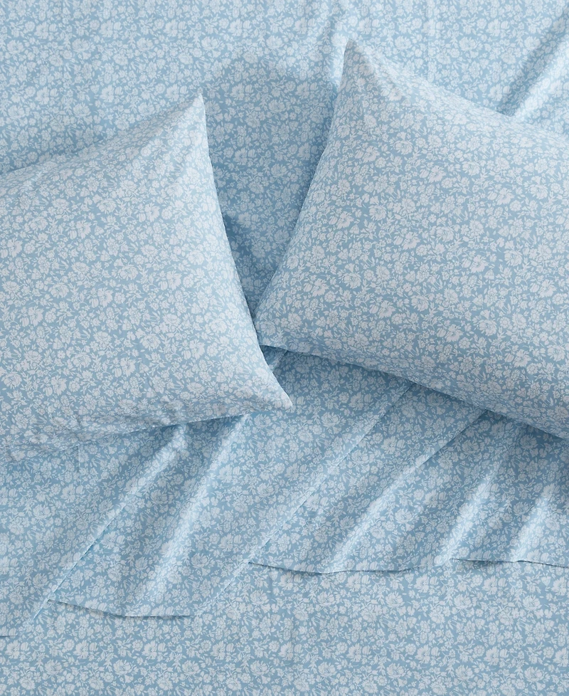Laura Ashley 200-Thread Count Cotton Percale 4 -Pc. Sheet Set, King