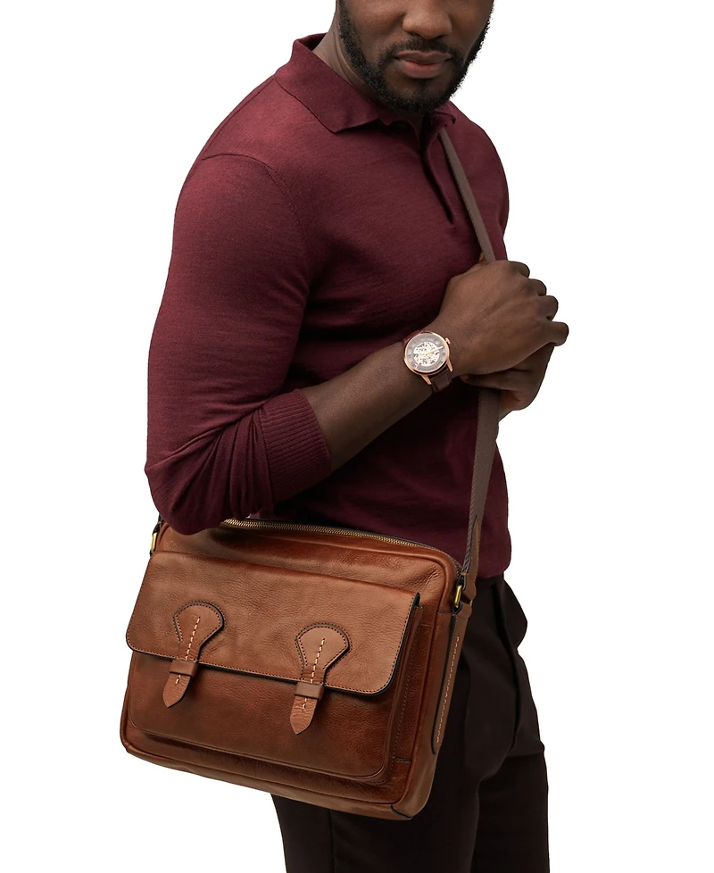 Fossil Men's Bennett Leather Courier Bag