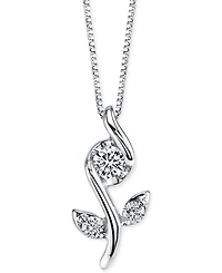 Sirena Diamond Flower Pendant Necklace (1/8 ct. t.w.) in 14k White Gold