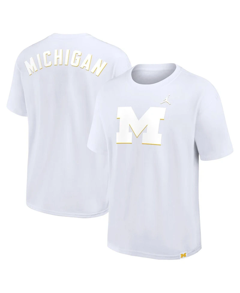 Jordan Men's White Michigan Wolverines 2-Hit Statement Max90 T-Shirt
