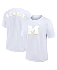 Jordan Men's White Michigan Wolverines 2-Hit Statement Max90 T-Shirt