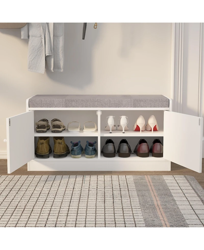 Streamdale Shoe Storage Bench with 2 Doors & Cushion