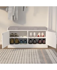 Streamdale Shoe Storage Bench with 2 Doors & Cushion
