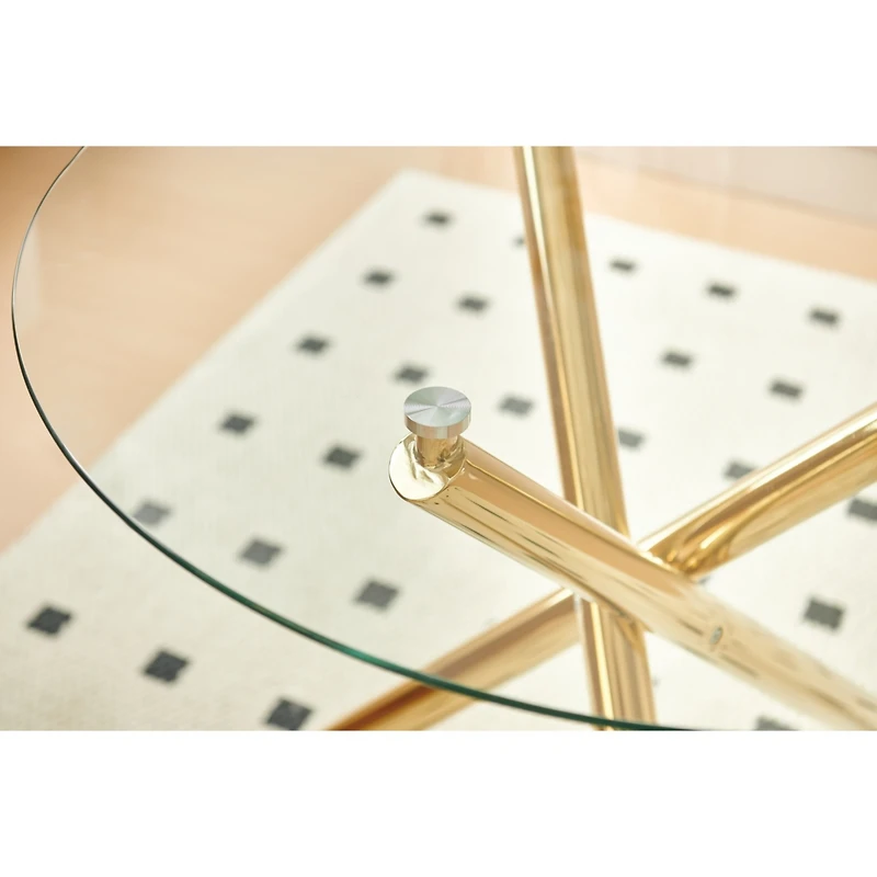 Streamdale Gold Dining Table with Glass Top