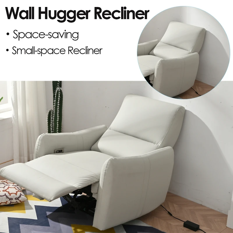 Streamdale Compact Power Recliner for Small Spaces (Light Gray)