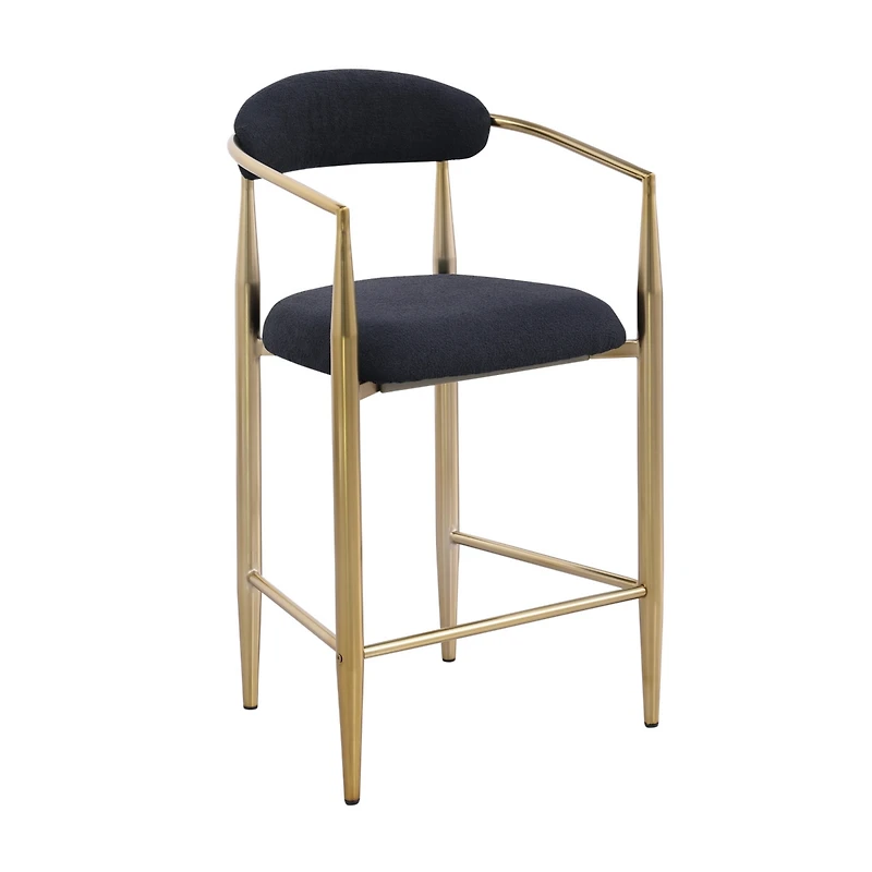 Streamdale Furniture Modern Boucle Bar Stools Set of 2 Modern Upholstered Bar Height Barstools Vintage High Island Chairs with Metal Frame/Back/Arms f