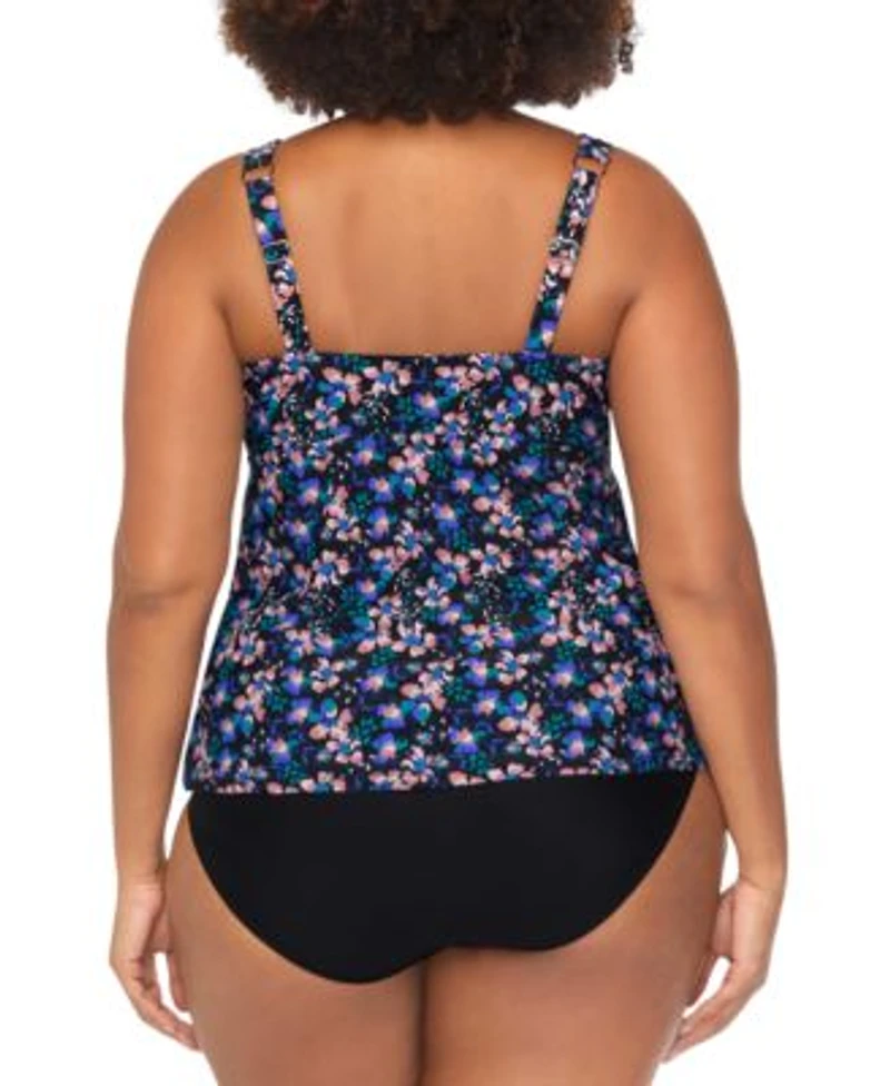 Raisins Curve Trendy Plus Size Tanzania Floral Tankini Top Costa Ruched Bikini Bottoms