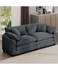 Streamdale Furniture Modern Fabric Living Room Sofa with 4 Pillows Upholstered Large Deep Seating Loveseat, Grey Corduroy
