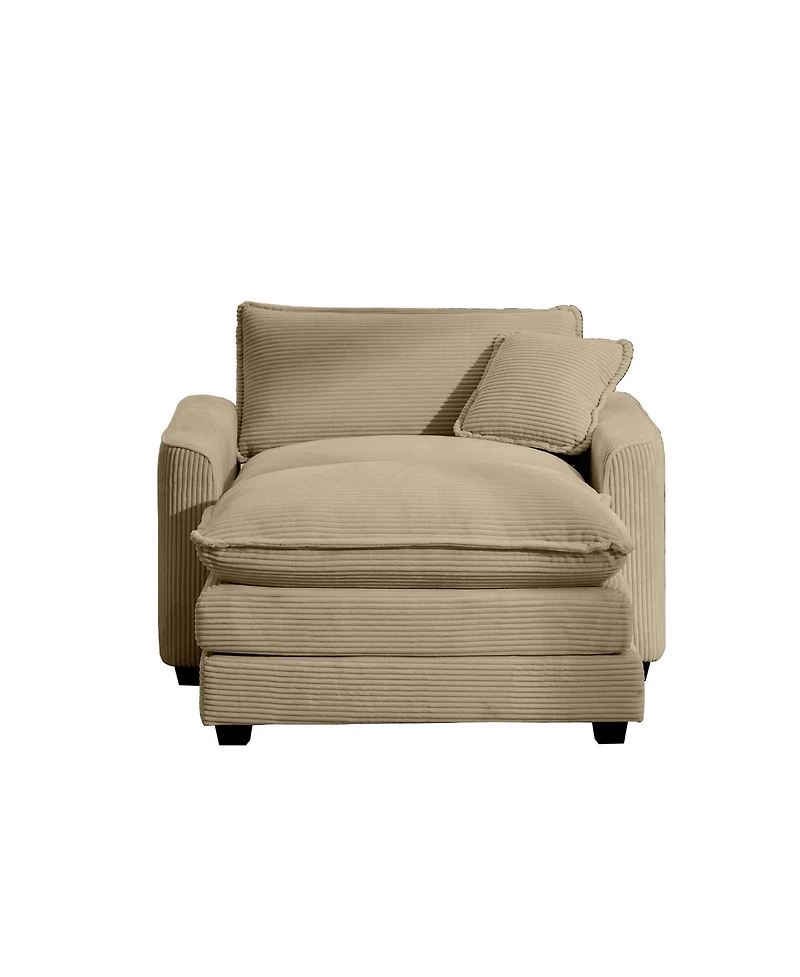Streamdale Furniture Comfortable Single Chair Deep Seat Sofa With Footstool With One Pillow, Suitable for Living Room and Bedroom, Club Multiple Occas