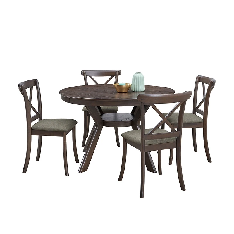 Streamdale Dark Brown Mid-Century Round Dining Set (50chars)