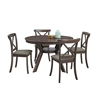 Streamdale Dark Brown Mid-Century Round Dining Set (50chars)