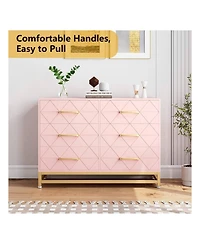 gaomon Dresser For Bedroom With 6 Drawer Double Dressers, Modern Wooden Chest, Beside Table Closet, Nursery, Living Room