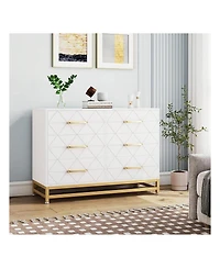 gaomon Dresser For Bedroom With 6 Drawer Double Dressers, Modern Wooden Chest, Beside Table Closet, Nursery, Living Room