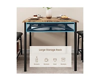 gaomon Dining Table with Benches, Kitchen Set for 4, Room Upholstered Bench and Square Stools, Metal Wood