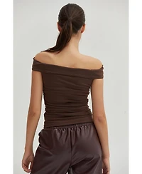 Crescent Women's Emberly Textured Satin Cowl Neck Satin Top