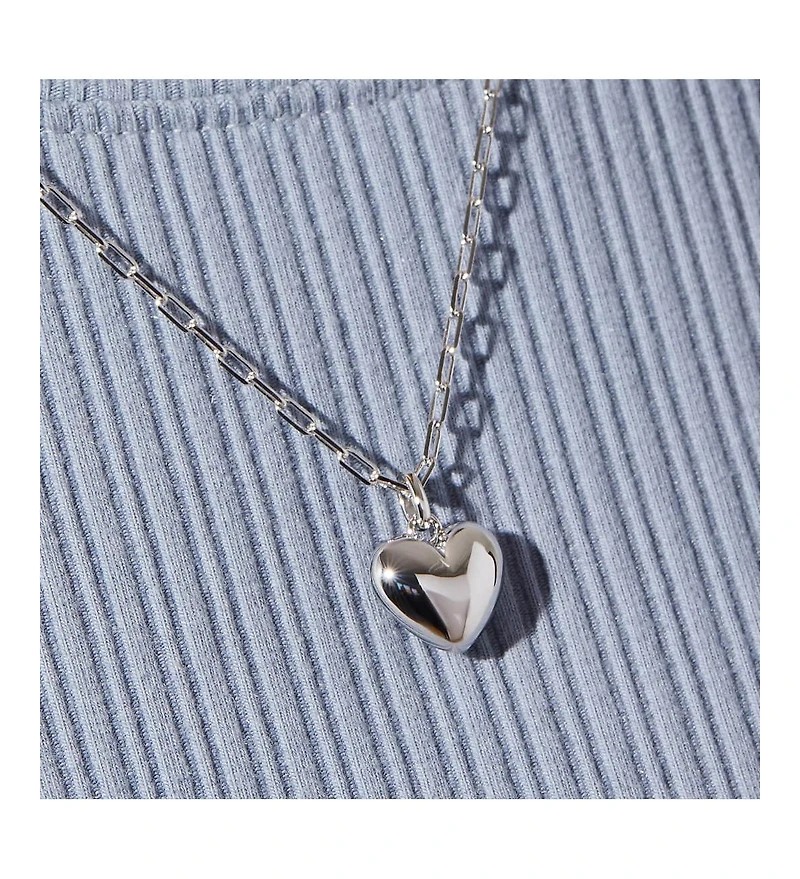 Ana Luisa Puffed Heart Necklace - Lev Silver