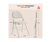 gaomon 4 Pack Folding Chair, Portable Metal Frame Padded Folding Chairs, Foldable Chairs with Linen Cushion and Back for Events Office Wedding Party,